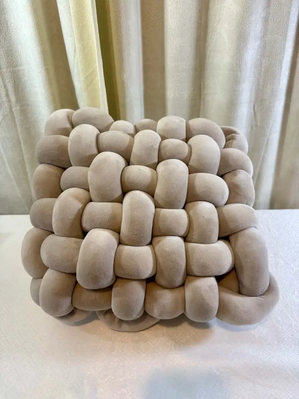 Velvet Square Woven Knot Decorative Throw Pillow